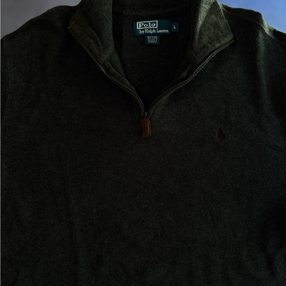 Cozy Ralph Lauren Pullover Men's Dark Grey long sleeve zip up